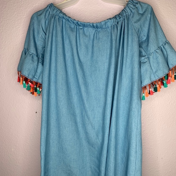 Off the shoulder denim dress - Picture 1 of 3